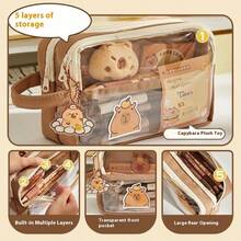 Case 33-Piece Cute Capybara Pencil Case Set - Kawaii 5-Layer Transparent Pen Bag With Compartments, Large Capacity Multi-Functional Student Stationery Set Includes Pins, Stickers & Notebook - 5-layer Multi-functional Pencil Case That Can Be Carried By Hand - View 5