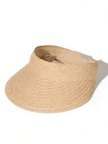 Women's Sun Hat, Beach Hat, Raffia Sun Hat, Wide Brim Straw Ponytail Hat, Foldable, Gift - Multicolor - View 11