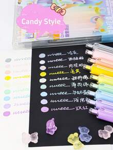 9pcs Acrylic Gel Pens Sct, Retractable Visible Ink, CS Tip 0.7mm, Multi-Color Pens, For Drawing Journaling, Album ,Highlighting, Art Supplies, Painting And Writing - Multicolor - View 5