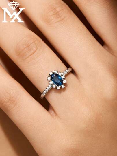 SYMFNY 1pc Luxury Elegant 925 Sterling Silver Cubic Zirconia Inlaid Ring, Exquisite Sparkling Zirconia Accents Provide Luxurious Feel, Versatile Ladies Ring