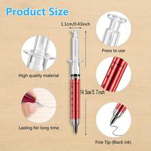 6pcs Red Syringe Shaped Ballpoint Pens With Black Ink, Fine Writing Tools (Red Body, Black Ink), Creative Writing Supplies - Multicolor - View 4