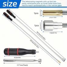3pcs Heavy Duty Magnetic Clamps And Magnetic Lifters With Telescopic Extendable, Bendable Magnetic Rods - Flexible Magnetic Pickup Tools, Heavy Duty Metal Construction, Suitable For Automotive Repair, Mechanics And DIY Projects, Magnetic Grabber Tools, Magnetic Pickup Tools, Powerful Magnetic Sweeper - 3PCS - View 2