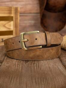 1pc Distressed Casual Daily Commute Men's Belt, Versatile Fashion Retro Business Belt For All Seasons - Multicolor - View 4