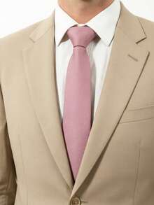 1pc Men's Solid Light Pink Striped Textured Casual Necktie, Suitable For School, Suit, Commute, And Daily Wear - Dusty Pink - View 3