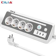 CILIA 1pc 7-Outlet Surge Protector With 4 AC Outlets, 1 USB Type-A, 2 USB Type-C, Extension Cord, Power Switch And Indicator Light, UL Certified, Available In White And Black - View 4