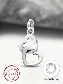 1 mặt dây chuyền hình trái tim bằng bạc 925, dùng để tự làm vòng tay, quà tặng tinh tế, quà tặng Giáng sinh. - Kiểu 10 - Xem 2