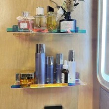 2pcs Acrylic Wall Mount Display Racks, Transparent Large & Small Size, Colorful Large & Small Size, Suitable For Room, Store, Office, Bathroom Display And Storage - Color - View 7