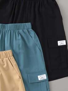 3pcs/Set Teens' Cargo Shorts, Spring/Summer, Multi-Color, Functional Pockets, Casual Street Style Shorts Suitable For Daily Wear, Campus Activities, Outdoor Leisure - Multicolor - View 9