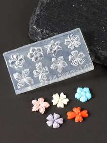 2pcs Spring Petal Silicone Nail Art Molds, Lily & Cherry Blossom Floral DIY Nail Template 3D Carving Reusable Nail Mold Tools - Clear - View 2