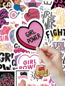 55 Pcs Girl Power Stickers Set – Retro Pop Style Attitude Slogans, Waterproof & UV-Resistant PVC For Laptops, Water Bottles & Skateboards Scrapbook Supplies Stationery Funny Stickers Kindle - Girl Power - View 3