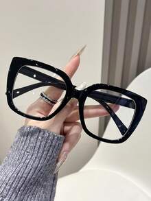 1 Pair Geometric Design Glasses For Women - White - View 7