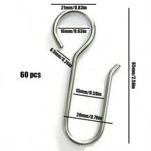 Metal S-Shaped Curtain Hooks, Small Drapery Pins And Wire Hooks For Ceiling Track, Window And Shower Curtains, Home Bathroom Accessories - Silver - View 15