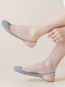 1/5/10双装女士隐形船袜夏季硅胶防滑袜冰丝超薄半掌吊带隐形镂空吊带船袜 - 彩色 - 查看 9