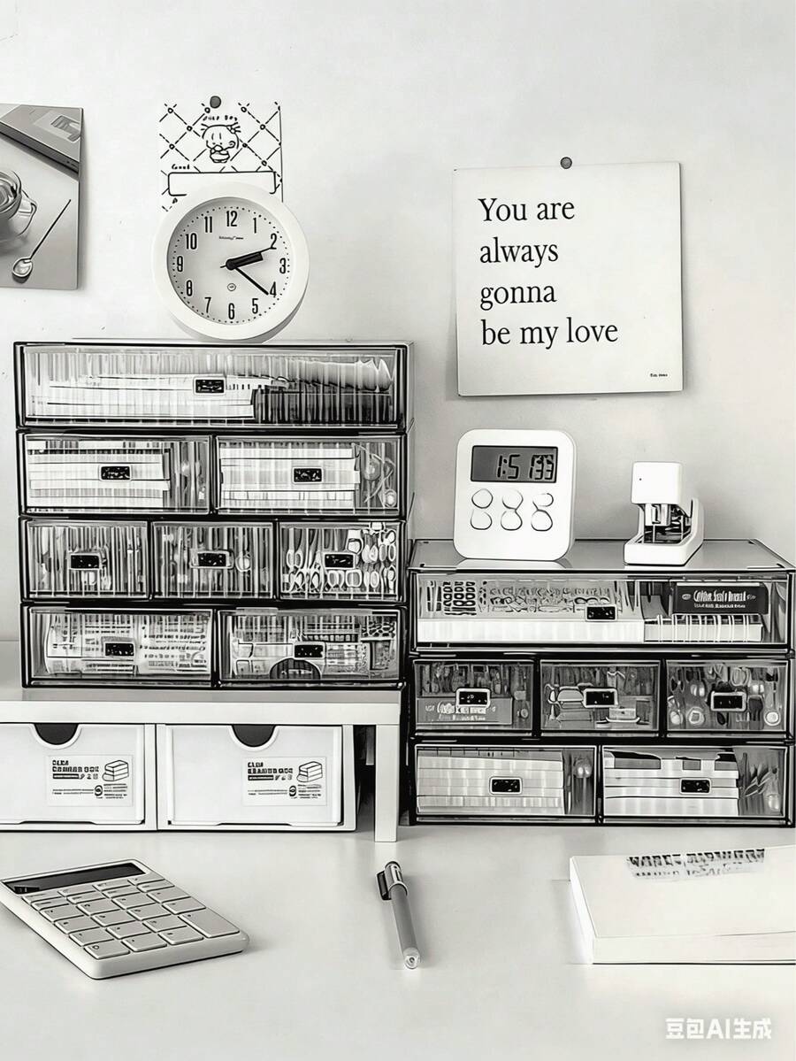 1pc Stackable Storage Box, Triangular Shelf, Minimalist Desktop Compartment Drawer Organizer - Clear - View 1