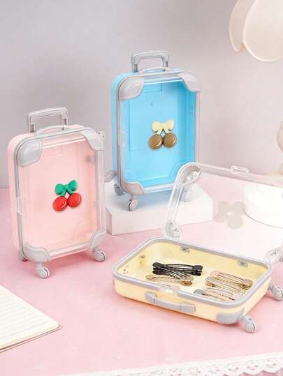 1pc Mini Luggage Storage Box With Cute Cherry,Portable Jewelry Storage Box,Suitcase Design Gift Box,Decorative Accessories,Mini Briefcase Party Favor Box, Travel Inspired Jewelry And Cosmetic Storage Box, Travel Theme Event And Celebration, Vintage Luggage Design Lash Box, For Travel, Gatherings,Small Item Storage,Small Change,Unique Birthday Gifts, Holiday Gifts, Wedding Gifts, Mother's Day Gifts, Travel Gifts