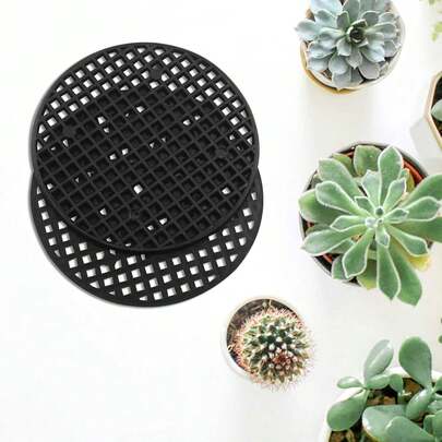 36pcs Black Plant Drainage Grid Pads | Available In Multiple Sizes, Including Soil Pads And Circular Plastic Grid Pads, Suitable For Indoor Potted Plants And Bonsai