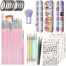 Nail Art Brushes Set, Nail Art Kit, Nail Design Kit, Nail Art Dotting Pens, Nail Stickers, Butterfly Nail Art Sequins, Nail Foils, Nail Art Flakes Iridescent, Rhinestones For Nails - Multicolor - View 10