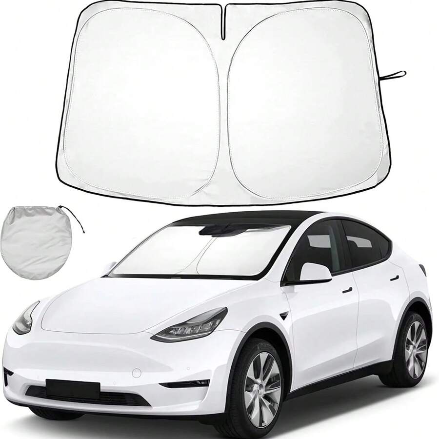 1pc Car Windshield Sun Visor Foldable Sun Shade Cover For Front Window - UV Protection & Interior Cooling