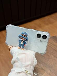 1pc Minimalist Cute Macaron Cat Holder Transparent Drop-Resistant/Anti-Drop Phone Case Compatible With Iphone 17/17 Air/17 Pro/17 Pro Max/16 Pro Max/16/16 Pro/16 Plus/15/15 Pro Max/15 Pro/11/12/13/14 Pro Max/11 Pro/11 Pro Max/12 Pro/12 Pro Max/13 Pro/13 Pro Max/14 Pro/14 Pro Max, Elegant Creative Design - Multicolor - View 3