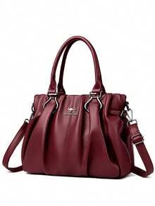 2026新款女士奢华手提包、包包、设计师斜挎包、真皮单肩包、女士休闲大容量托特包 - 紅色 - 查看 6