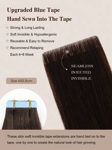 YILITE Skin Weft PU Tape On Hair 4x0.8cm 10PCS 20PCS Tape In Hair Extensions Human Hair Injected Invisible Tape Hair Extensions - S2 - View 4