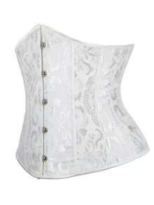 Women's Fashion Paisley Print Bandeau Waist Cincher With Back Tie Adjustable Waist Trainer Corset Top For Wedding, Halloween, Party, Birthday, Country Concert, Festival Outfits, Back To School - White - View 2