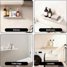 Euuztu Over Sink Shelf – Bathroom Sink Shelf Over Faucet, Wall Mounted Floating Organizer Bathroom & Kitchen (White, 16 Inch, 1 Piece) - 黑色 - 查看 6