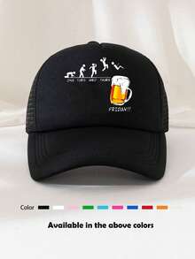 1顶美式街头风印花泡沫卡车帽，休闲棒球帽，适合聚会、露营、骑行、滑板等场合 - 多色 - 查看 16