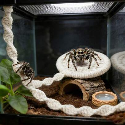 1pc Magnetic Jumping Spider Bridge, Mini House, Small Pet Hammock, Flexible Magnetic Design, Rope Net Structure Meets Climbing Instinct, Compact Shape Suitable For Breeding Environment, Applicable For Jumping Spiders, Crabs And Other Small Pets