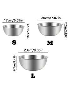 1个带刻度线的不锈钢大容量耐用烘焙盆、沙拉碗、打蛋盆、烹饪盆、家用揉面盆、洗米盆、汤碗、户外露营烹饪沙拉碗，多功能实用厨房工具 - 彩色 - 查看 2