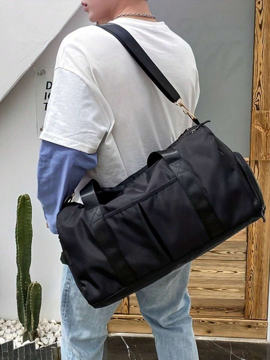 Large Capacity Waterproof Gym Bag For Women Men With Shoes Compartment Wet Pocket Travel Duffel Bag - 黑色 - 查看 1
