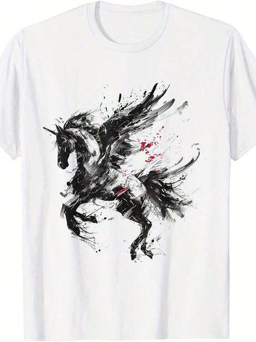 T-Shirt With Abstract Portrait Of An Artist - 樣式 6 - 查看 1