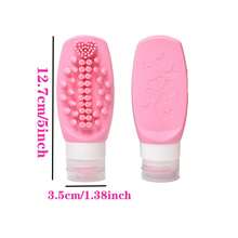 1个硅胶旅行可重复灌装瓶：90毫升液体分配瓶，带刷头，可重复使用，挤压式洗漱瓶，方便清洗的面部/头发刷，按摩清洁，适用于洗发水、沐浴露、乳液、液体 - 彩色 - 查看 4