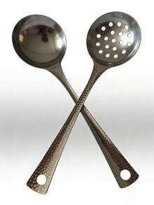 2 件装不锈钢汤勺，带长柄和鱼鳞设计，适合餐厅和家庭使用圣诞礼物 - 彩色 - 查看 9