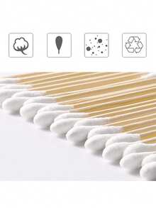 Wholesale 2000/1000pcs Unscented Cotton Wooden Stick, Makeup Swabs, Double-Headed, Removal & Cleaning Ear Cotton Swabs - A - View 5