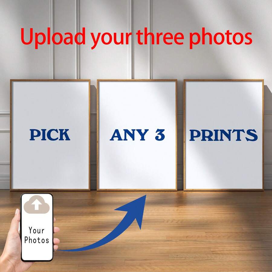 3pcs Customized Numeric Wall Art, Choose From 3 Printing Types, Family/Couple Personalized Poster, Customized Wall Art, Photo Customization, Customizable Items, Frameable, Room Decor, Anniversary Gift, Aesthetic Home, Japandi Decor