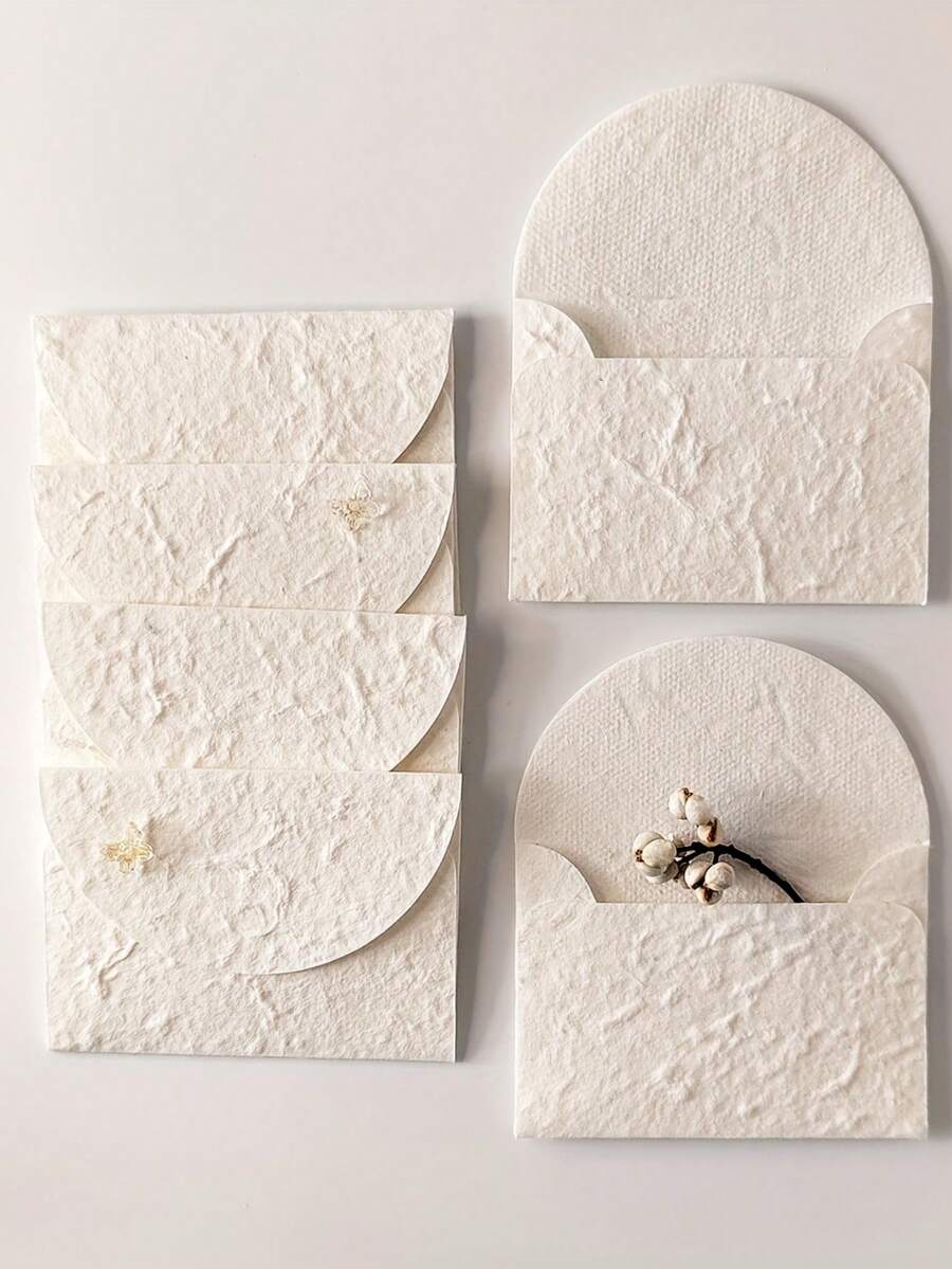 5/10pcs Handmade Small White Textured Envelopes, Suitable For Wedding Invitations, Greeting Cards, Crafts, Holiday Notes And Thank You Cards - Textured Envelopes - View 1