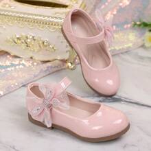 1 Pair New Girls' Solid Color Princess Mesh Rhinestone Butterfly Mary Jane Shoes, Soft Sole Anti-Slip Performance Shoes For Spring And Autumn, Suitable For Performance And Matching With Dresses - Pink - View 4
