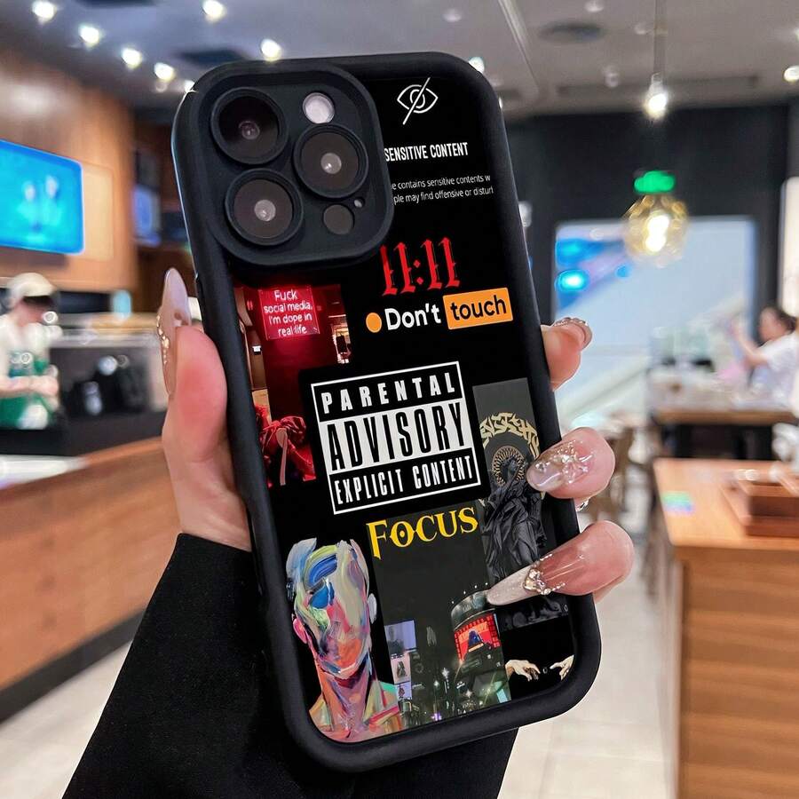 Estética roja: redes sociales, contenido explícito.funda de teléfono Fundas compatibles con ,Apple,VIVO,OPPO,,, y Honor.Fabricadas en silicona TPU,ofrecen protección contra golpes y caídas. - Negro - Ver 1
