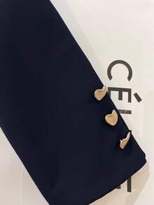 黑色大廓型雙排扣西裝外套，寬鬆休閒通勤夾克，附口袋與鈕扣，春夏秋冬款 - 藏蓝色 - 查看 7