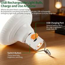 2 piezas Luz nocturna recargable por USB, 3 modos, con función de batería portátil y linterna, adecuada para el hogar, dormitorio, estudio, iluminación de emergencia para camping, luz nocturna para dormitorio - Paquete de 2 - Ver 4