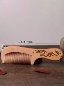 1Pc Peach Wood Comb Simple Comfortable Atmospheric Classic Wood Comb Girls' Long Hair Straight Hair Multi-Functional Cute Retro Comb - Multicolor - View 6