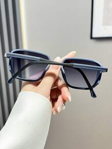 1pc Women's Fashion Decorative Glasses, PC Metal Frame Business & Daily Wear Y2K Style Gift - Blue - View 2