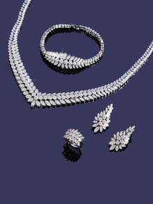 5pcs/Set Necklace Earring Ring Bracelet Jewelry Set For Women Wedding Party Zirconia CZ Saudi Arabia Dubai Bridal Jewelry - B0463-r4S - View 4