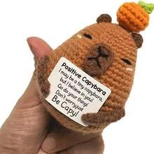 这只手工钩织的充满正能量的水豚是您专属的佛教伙伴。它圆滚滚的身体，眯着眼睛的佛教表情，头顶上顶着一个小小的橘子，手里拿着一块充满温柔的牌子，将“我相信你”和“你很棒”的自信编织在这柔软的羊毛中。 - 彩色 - 查看 7