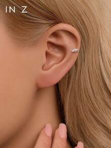 1pc 925 Sterling Silver Flat Carp Lip Stud | Petite Earring | Layered Earring | Carp Earring | 925 Sterling Silver Jewelry | Suitable For Women's Daily Wear | Sold Individually (Not A Pair) - Multicolor - View 7