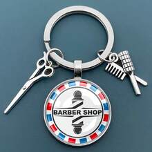 1 Llavero de regalo de peluquería con tijeras de estilista y peine - Plata antigua - Ver 2