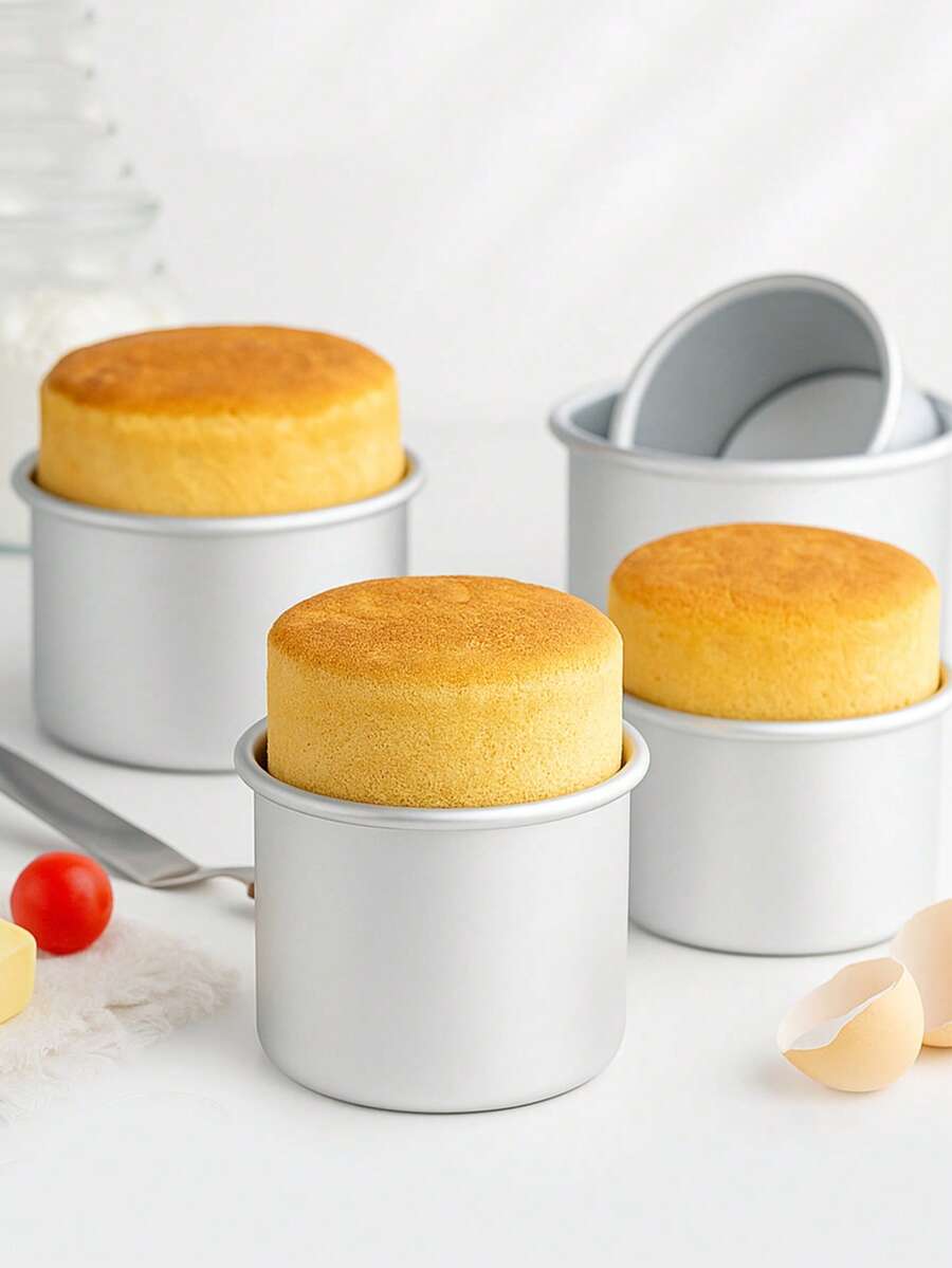1pc Tall Straight Round Non-Stick Cake Mold Baking Pan, 4/6/8 Inch, Aluminum Alloy With Sunlight Treatment, Suitable For Party, Birthday, Wedding, Valentine's Day And Other Kitchen Baking Occasions. High-Quality Kitchen Accessory, Easy Demold, Easy Clean, Convenient To Use