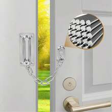 Cerrojo de cadena de puerta de acero inoxidable de alta resistencia, resistente a la oxidación, adecuado para dormitorio, apartamento, hotel y mascotas - Plateado - Ver 4