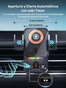 REMAX 15W Wireless Car Charger Phone Mount With Colorful Ambient Light, Infrared Auto-Open & Auto-Clamping, One-Touch 90° Rotation, Stable Vent Hook, Fits 4.0–7.2 In Phones & Cases, Car Accessories, Car Essentials, Car Stuff - F18 - View 4
